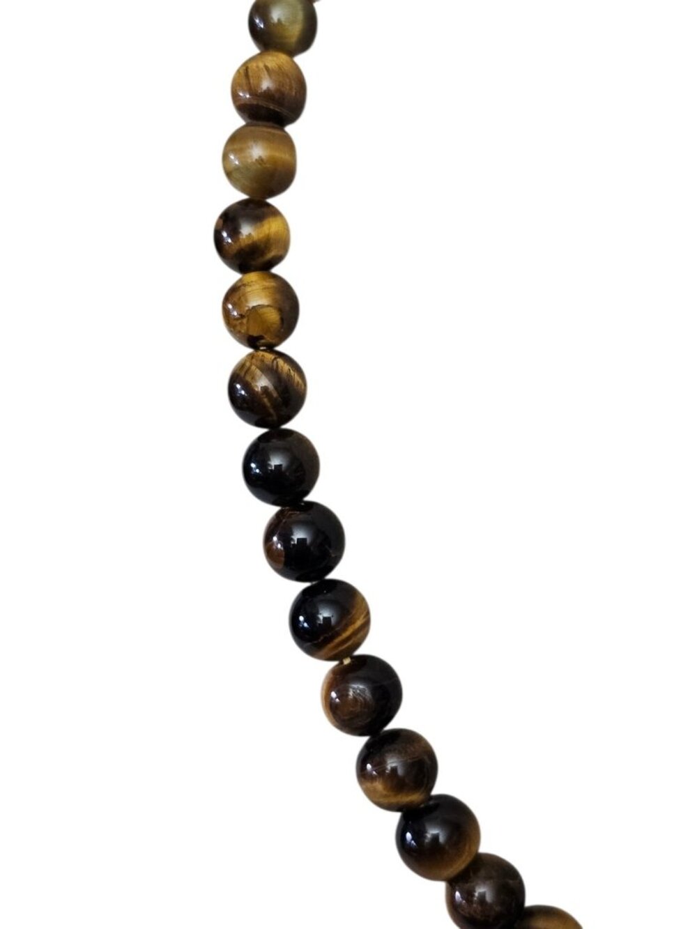 Tiger Eye Beaded Necklace Brown Gold Round Gemstone Beads Vintage Style Screw... - Picture 3 of 8